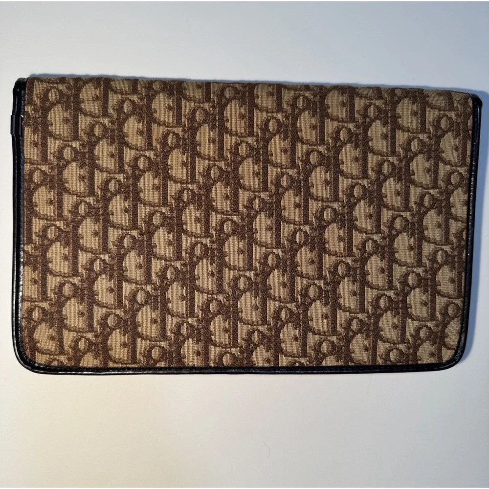 Vintage Dior Trotter Clutch Bag Bordeaux Authentic Used